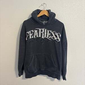 Cyber Y2K Mallgoth Fearless Hoodie Grunge Skate Sweatshirt Mens XL
